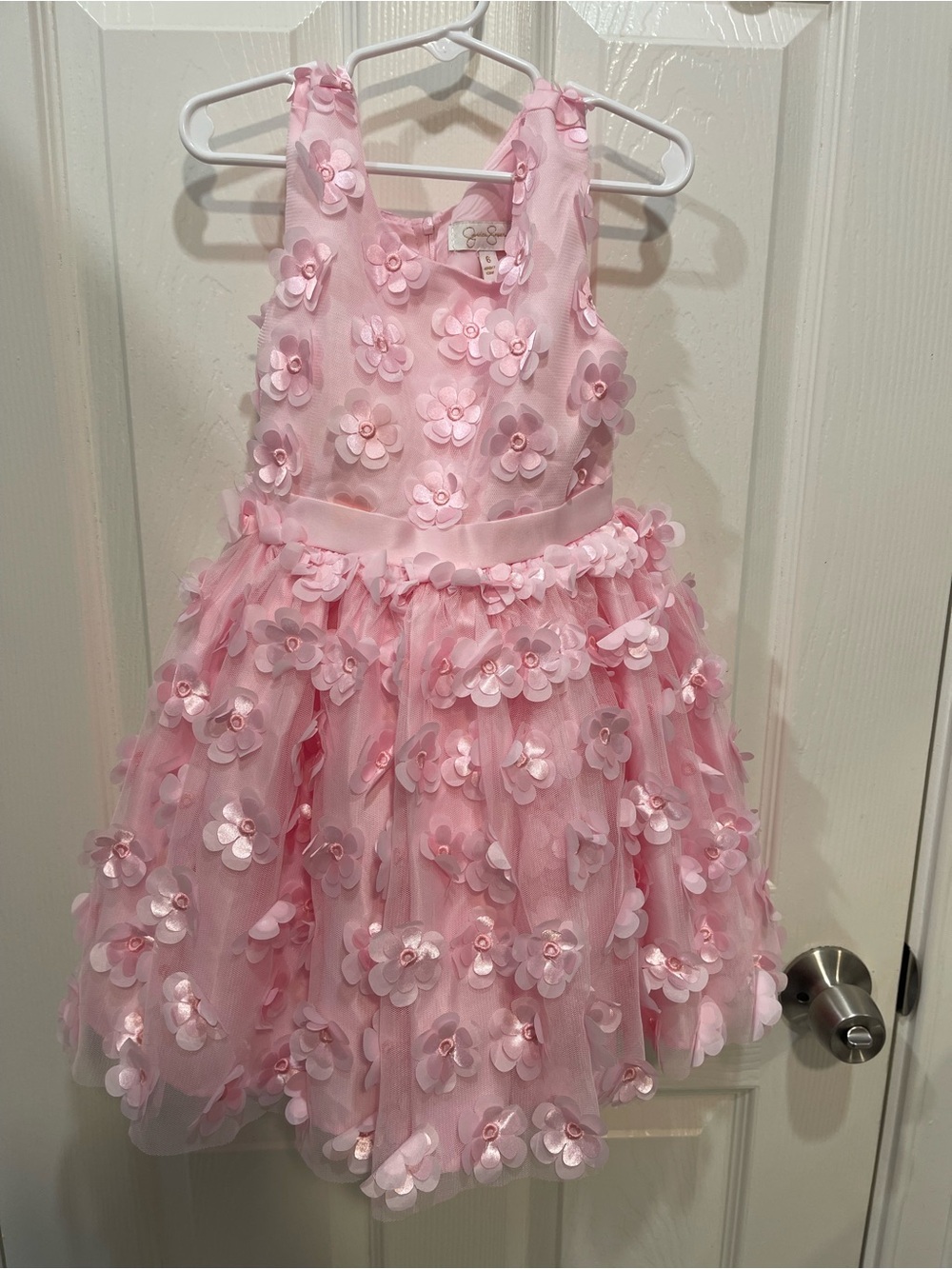 Jessica Simpson Pink 3D Floral Tulle Party Dress for Girls size 6 color pink